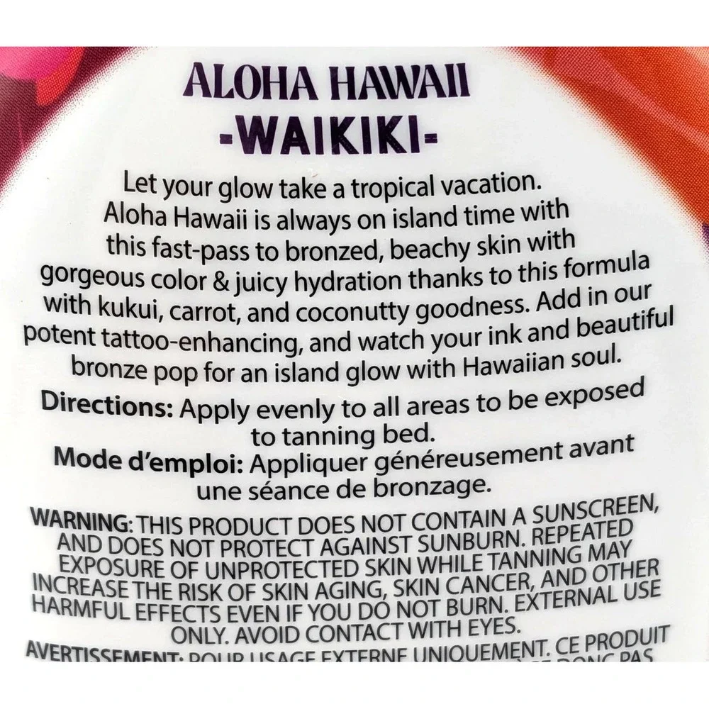 Aloha Hawaii Waikiki 400X Dark Bronzing Lotion Tattoo Enhancing 10oz Step 2
